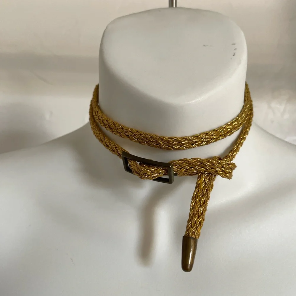 VINTAGE 70s Serpentine Gold SKINNY Disco Era BELT XS
